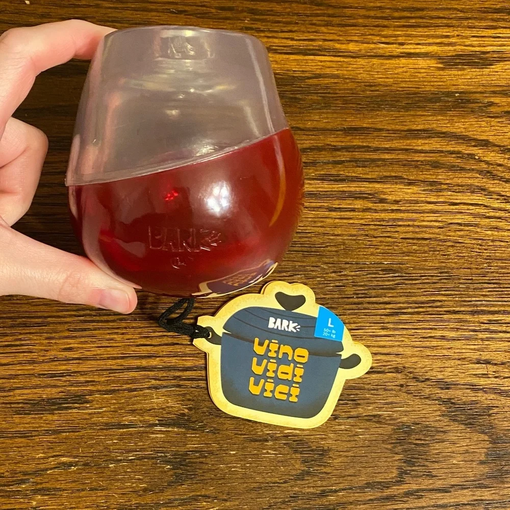 Bark Vino Vidi Vici Dog Toy Red & Clear Large